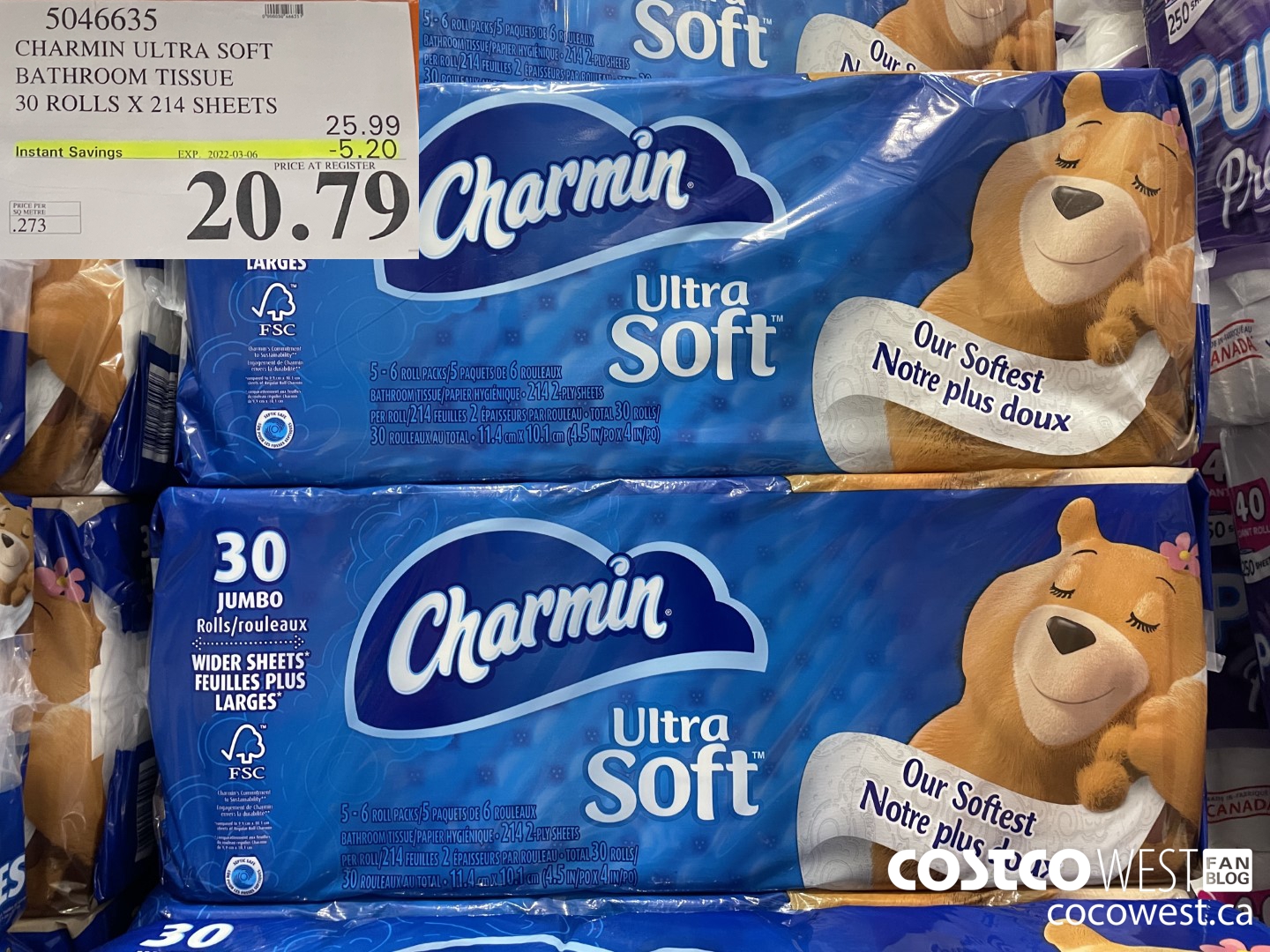 Charmin Ultra Soft Bath Tissue, 2-Ply, 214 Sheets, 30 Rolls