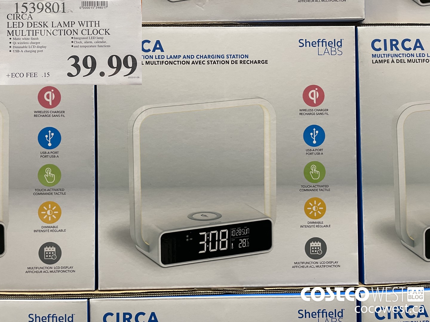 1539801 CIRCA LED DESK LAMP WITH MULTIFUNCTION CLOCK $39.99