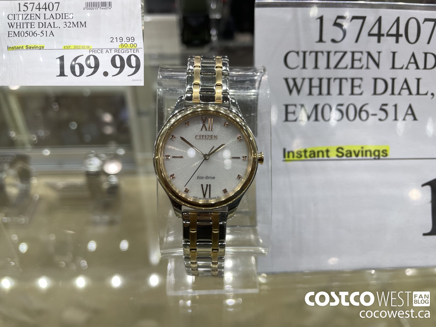 1574407 CITIZEN LADIES WHITE DIAL, 32MM EM0506-51A ($50.00 INSTANT SAVINGS EXPIRES ON 2022-02-06) $169.99
