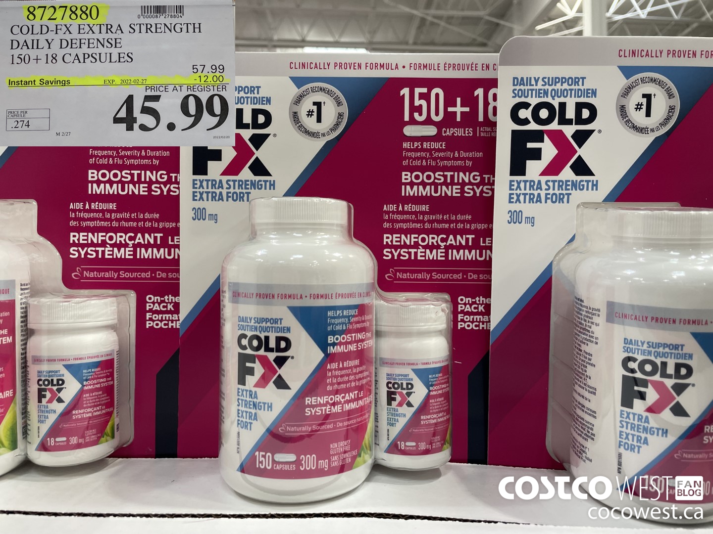 8727880 COLD-FX EXTRA STRENGTH DAILY DEFENSE 150 + 18 CAPSULES ($12.00 INSTANT SAVINGS EXPIRES ON 2022-02-27) $45.99