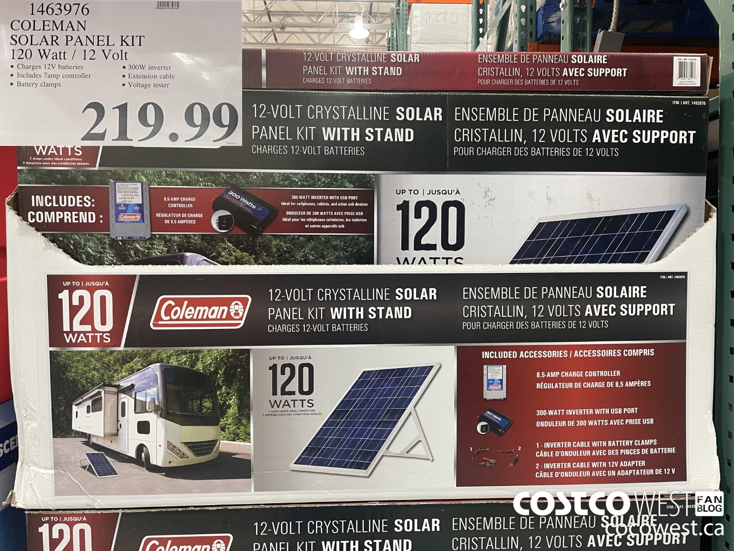 1463976 COLEMAN SOLAR PANEL KIT 120 Watt / 12 Volt $219.99