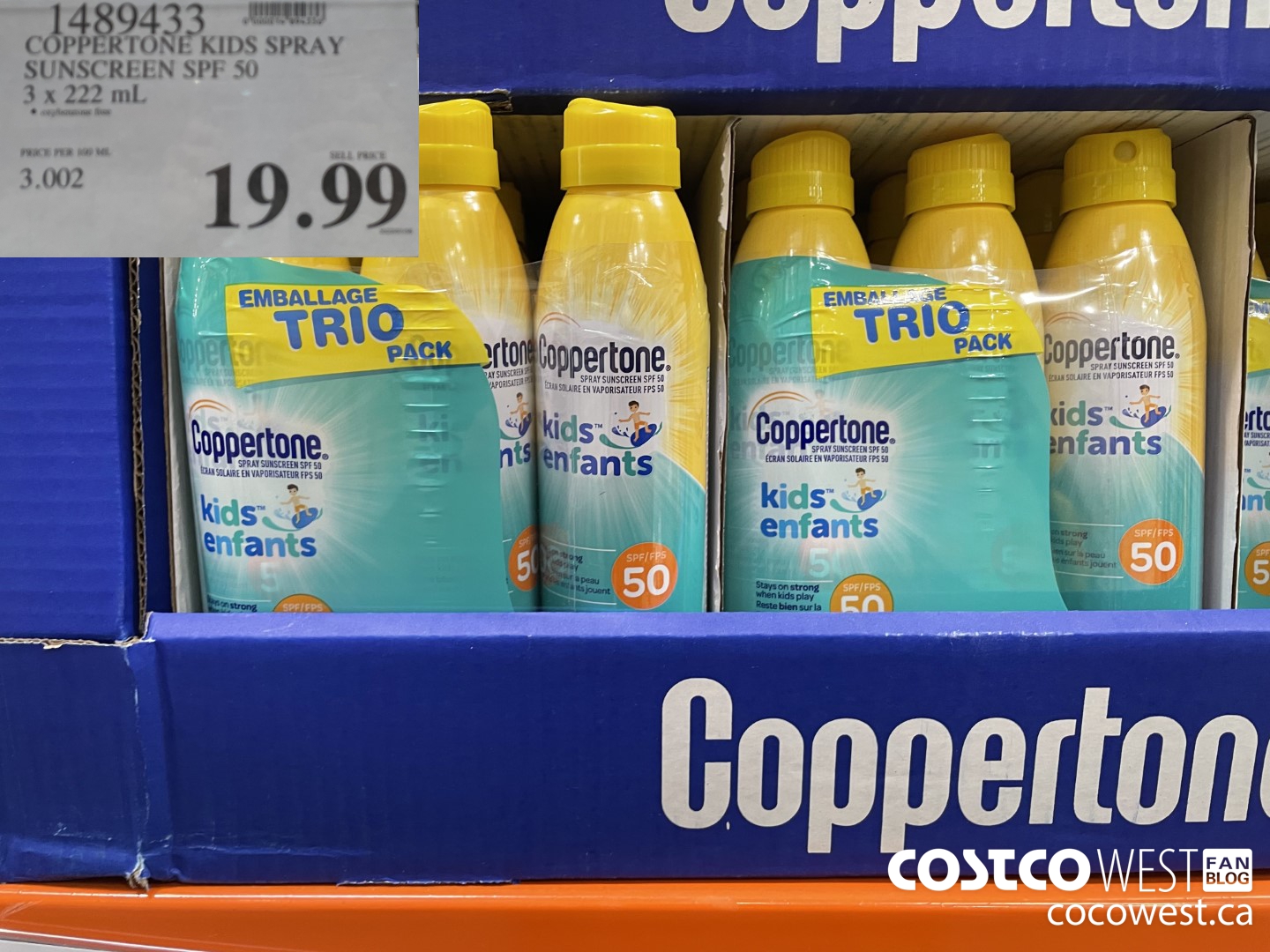 1489433 COPPERTONE KIDS SPRAY SUNSCREEN SPF 50 3 x 222 mL $19.99