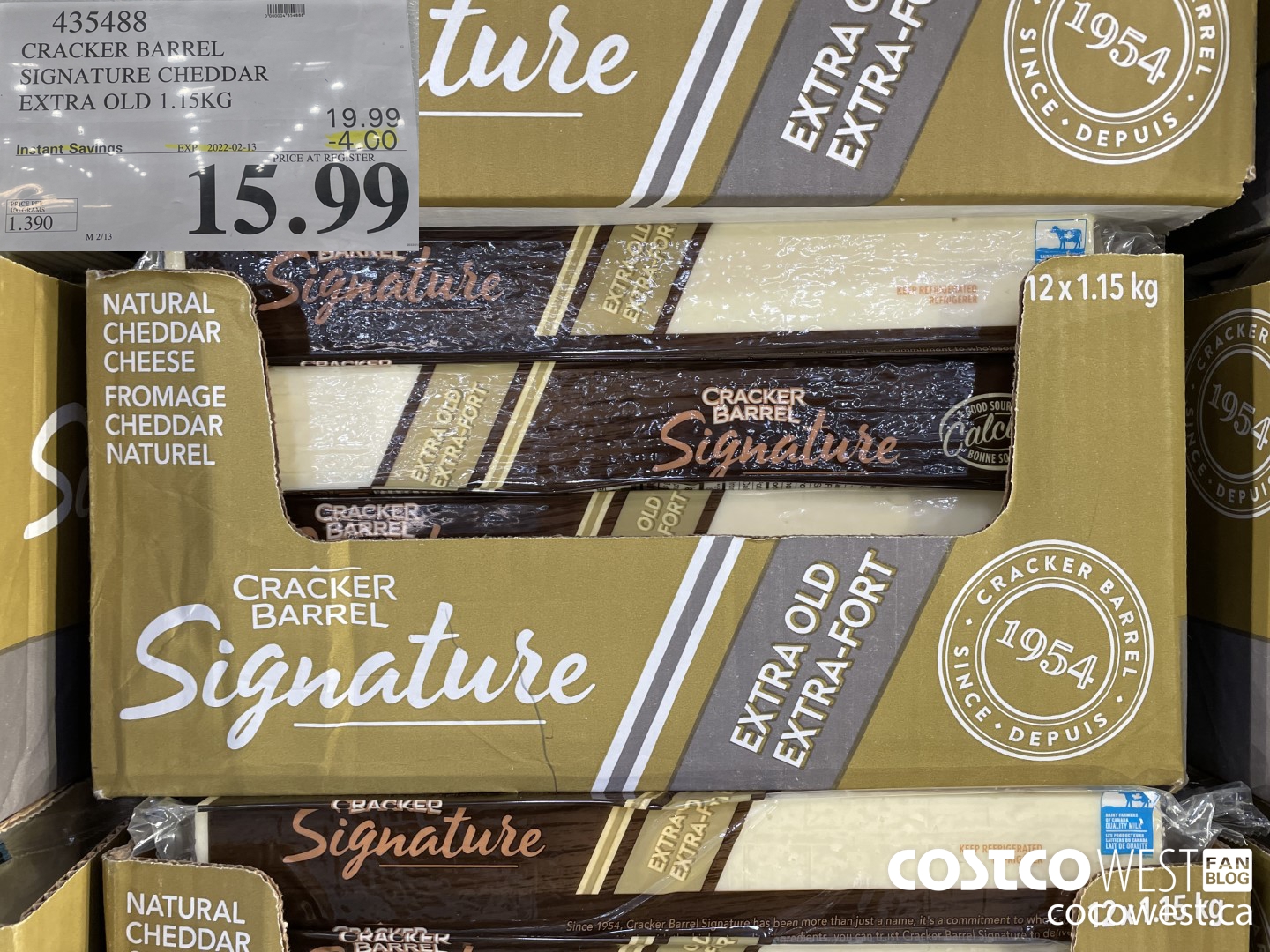 435488 CRACKER BARREL SIGNATURE CHEDDAR EXTRA OLD 1.15KG ($4.00 INSTANT SAVINGS EXPIRES ON 2022-02-13) $15.99