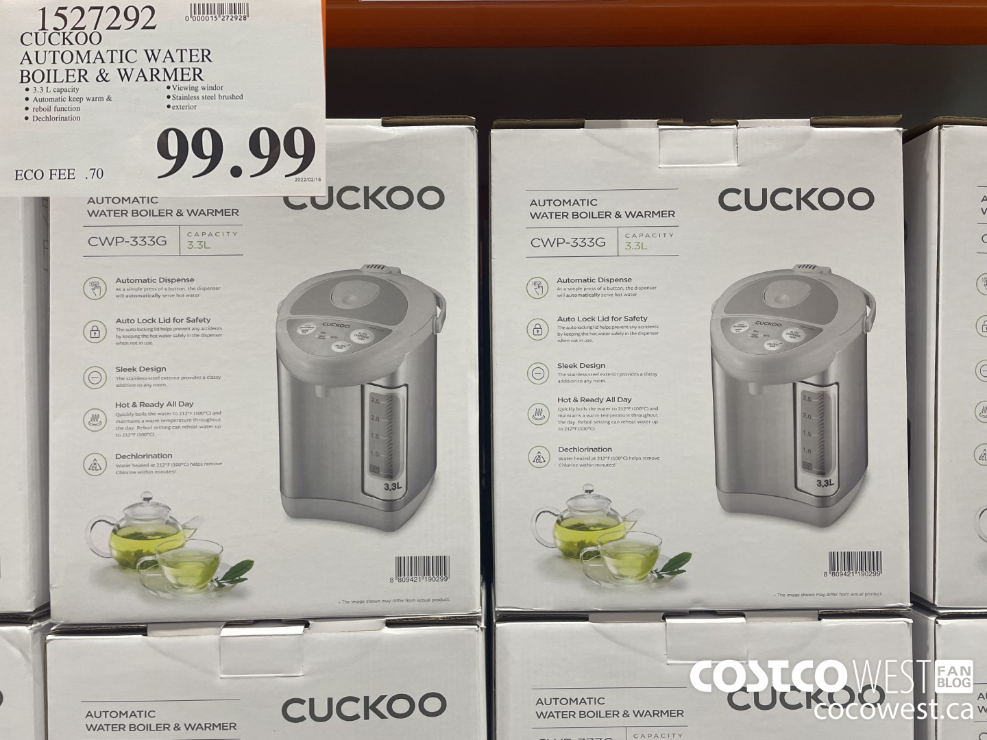 1527292 CUCKOO AUTOMATIC WATER BOILER & WARMER $99.99