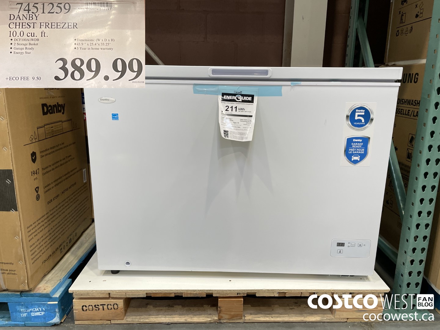 7451259 DANBY CHEST FREEZER 10.0 cu. ft. $389.99