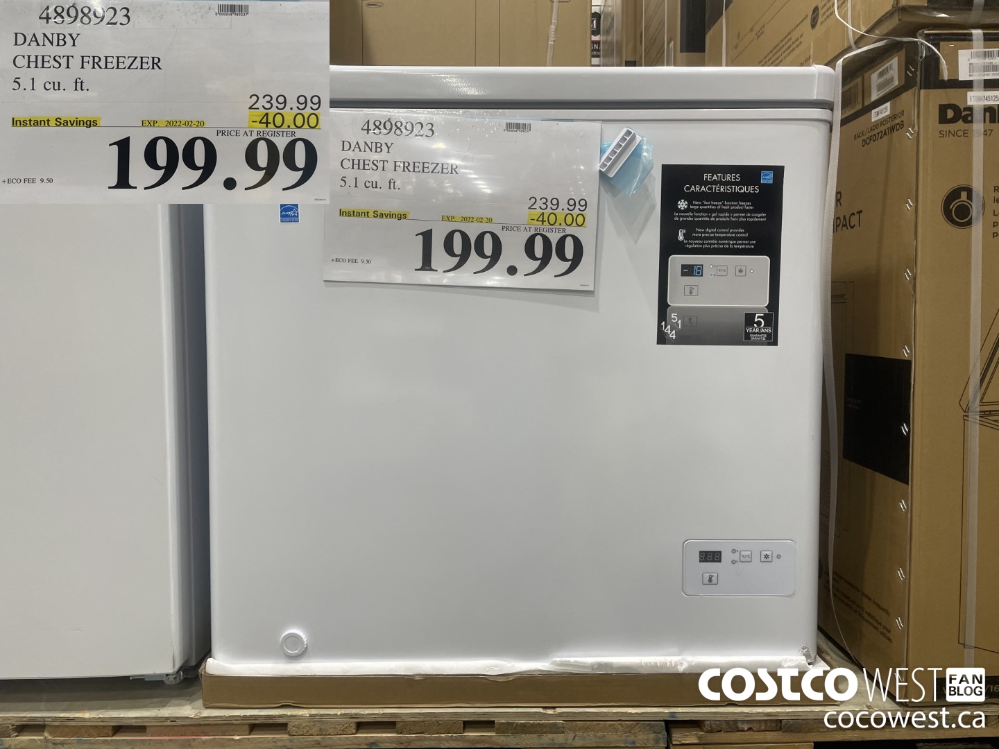 4898923 DANBY CHEST FREEZER 5.1 CU. FT. ($40.00 INSTANT SAVINGS EXPIRES ON 2022-02-20) $199.99
