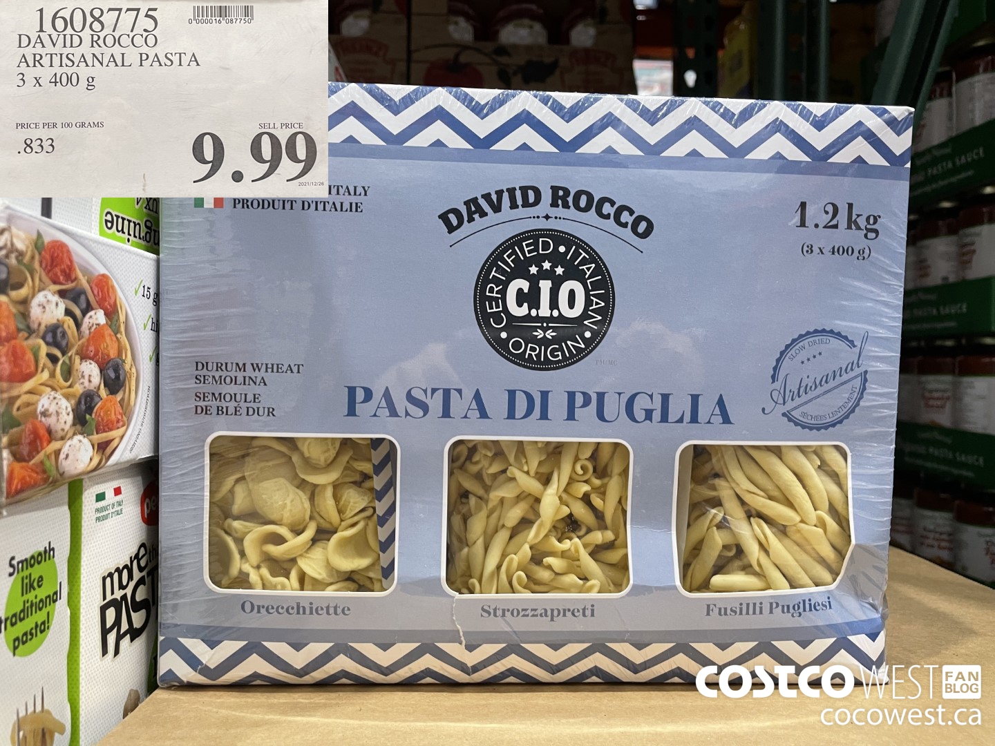 1608775 DAVID ROCCO ARTISANAL PASTA 3 x 400 g $9.99