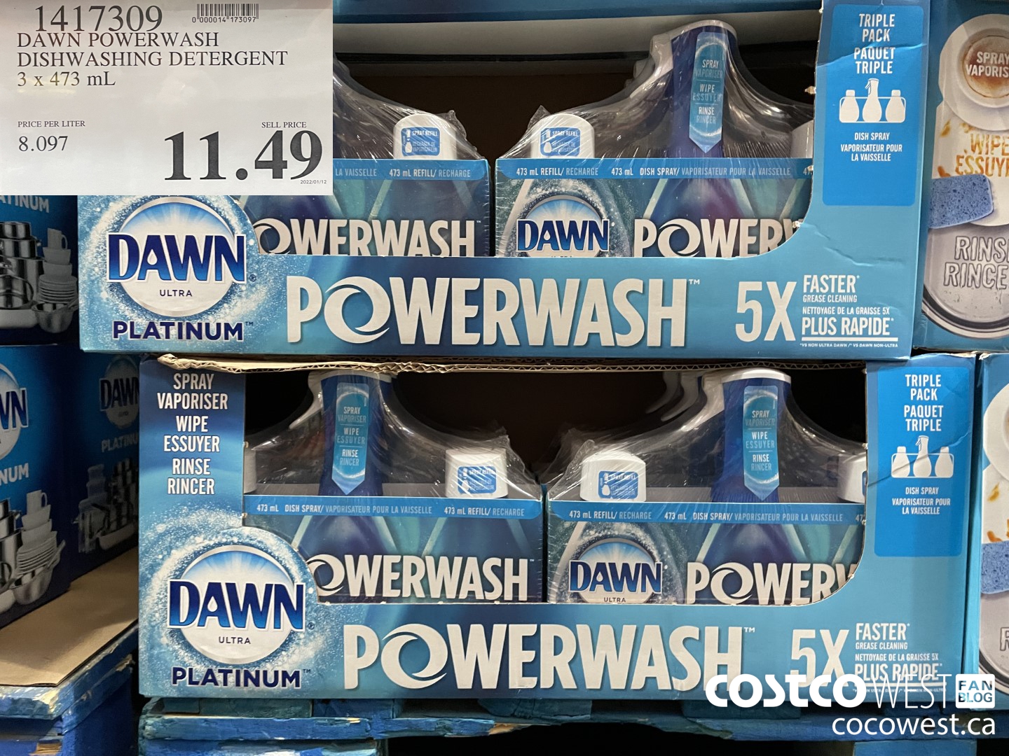 1417309 DAWN POWERWASH DISHWASHING DETERGENT 3 x 473 mL $11.49
