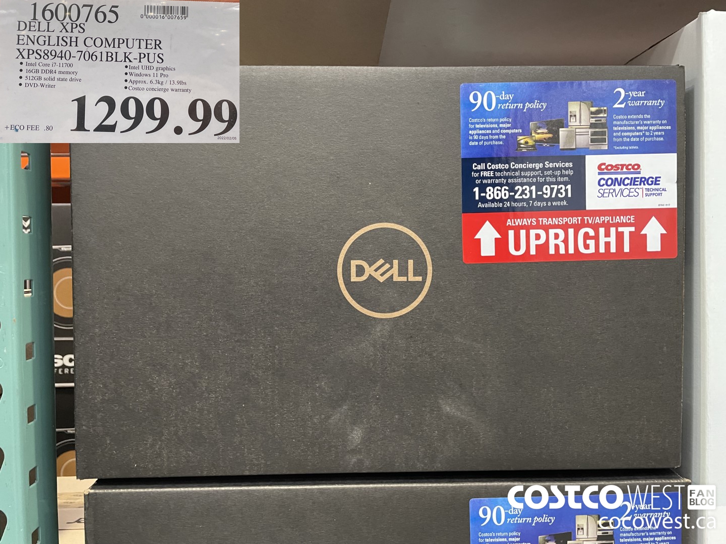 1600765 DELL XPS ENGLISH COMPUTER XPS8940-7061BLK-PUS $1299.99