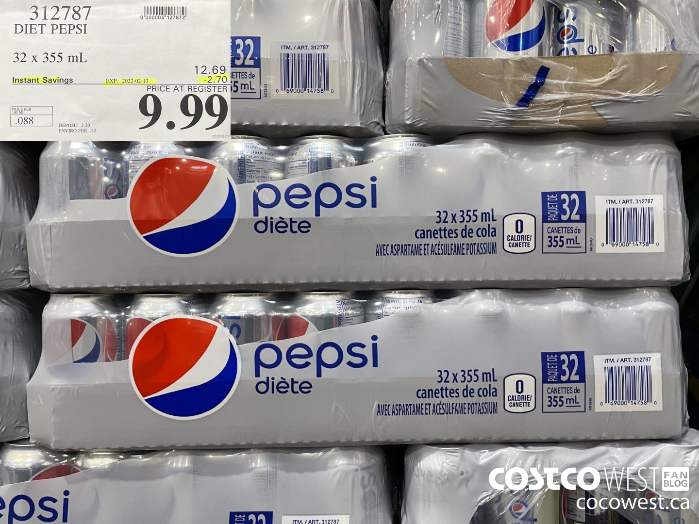 312787 DIET PEPSI ($2.70 INSTANT SAVINGS EXPIRES ON 2022-02-13) $9.99