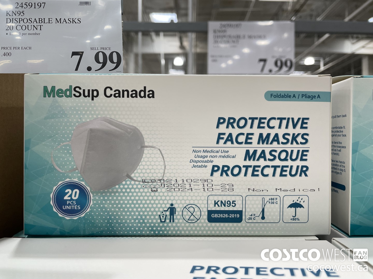 2459197 DISPOSABLE KN95 MASK 20 COUNT $7.99