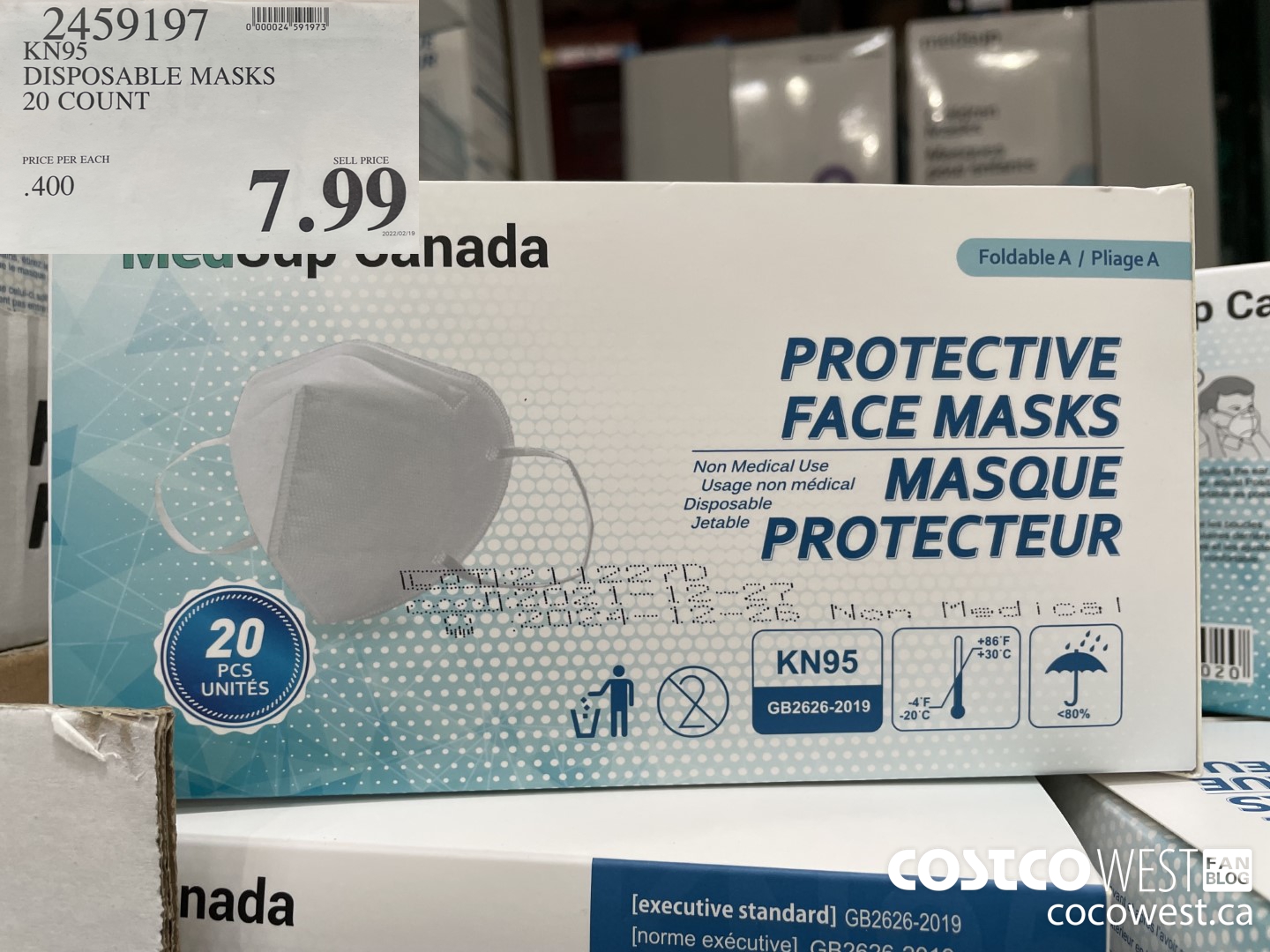 2459197 DISPOSABLE KN95 MASK 20 COUNT $7.99