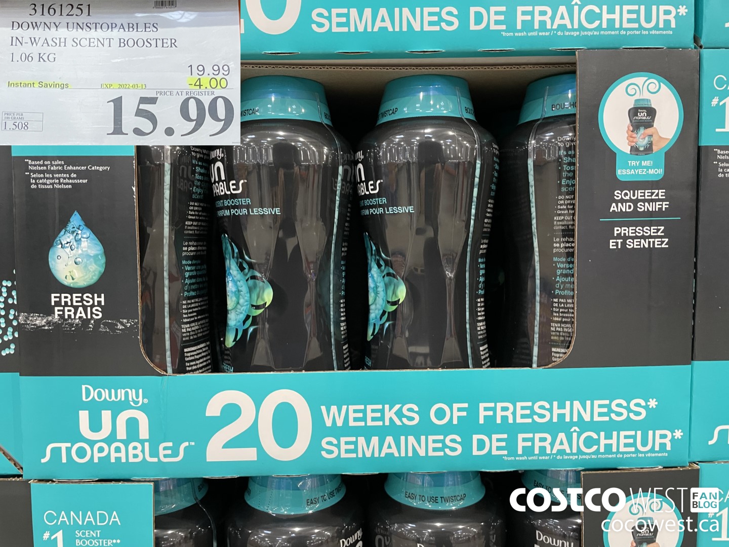 3161251 DOWNY UNSTOPABLES IN-WASH SCENT BOOSTER 1.06 KG ($4.00 INSTANT SAVINGS EXPIRES ON 2022-03-13) $15.99