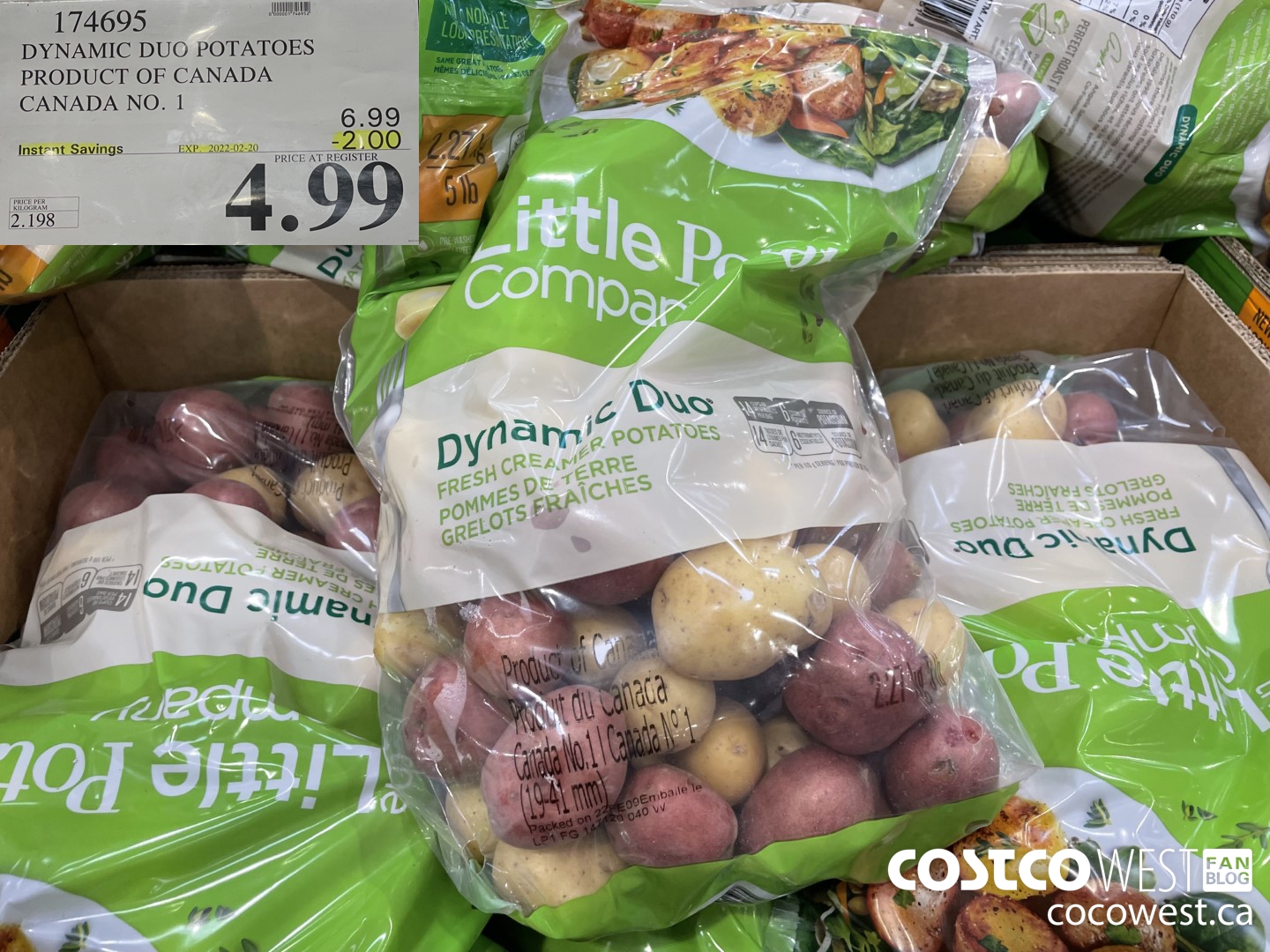 174695 DYNAMIC DUO POTATOES PRODUCT OF CANADA CANADA NO. 1  ($2.00 INSTANT SAVINGS EXPIRES ON 2022-02-20) $4.99
