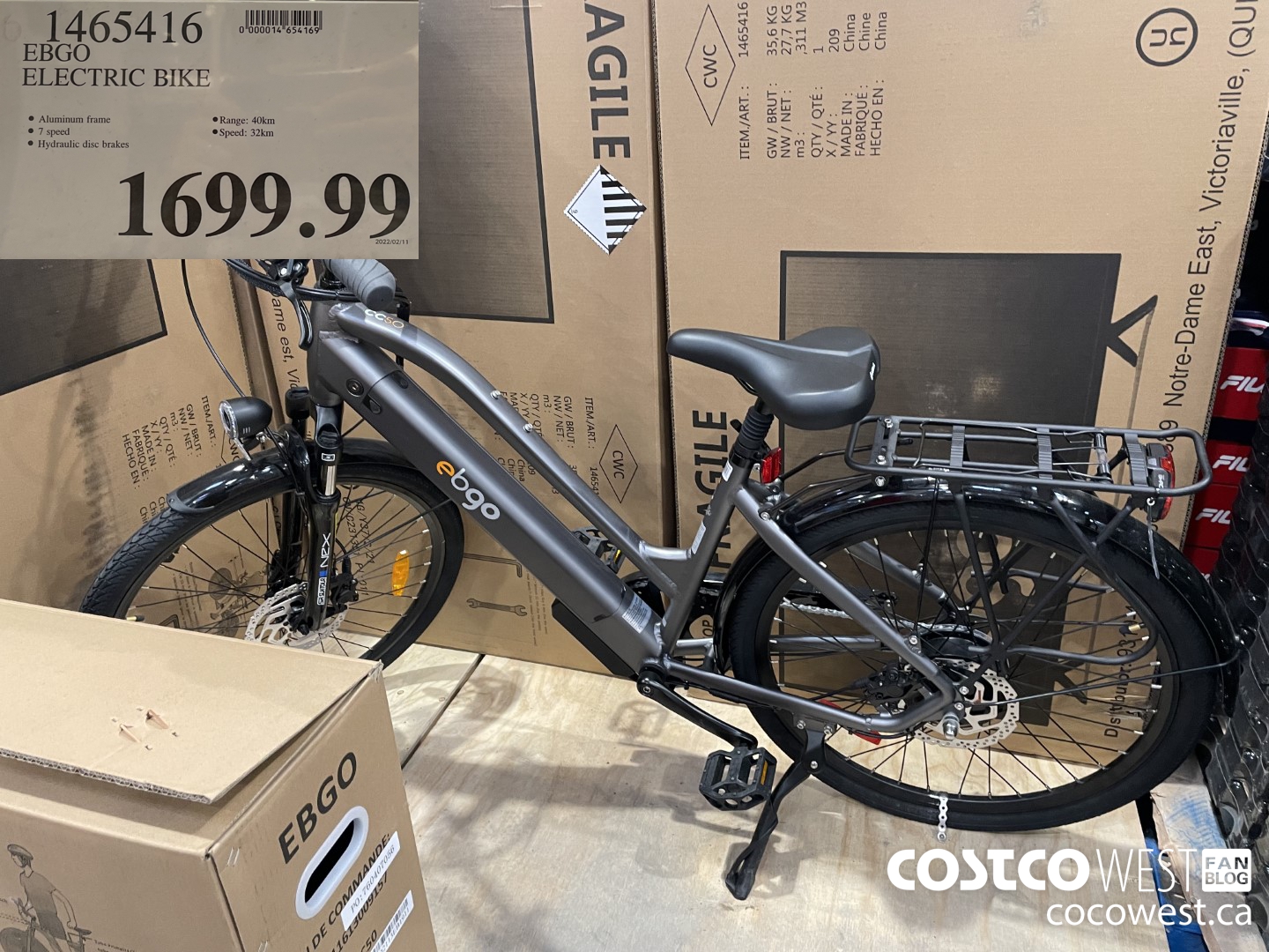 1465416 EBGO ELECTRIC BIKE  $1699.99