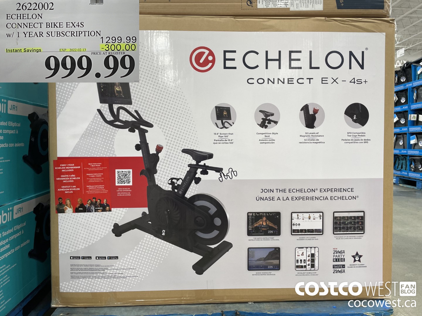 2622002 ECHELON CONNECT BIKE EX4S w/ 1 YEAR SUBSCRIPTION ($300.00 INSTANT SAVINGS EXPIRES ON 2022-02-13) $999.99