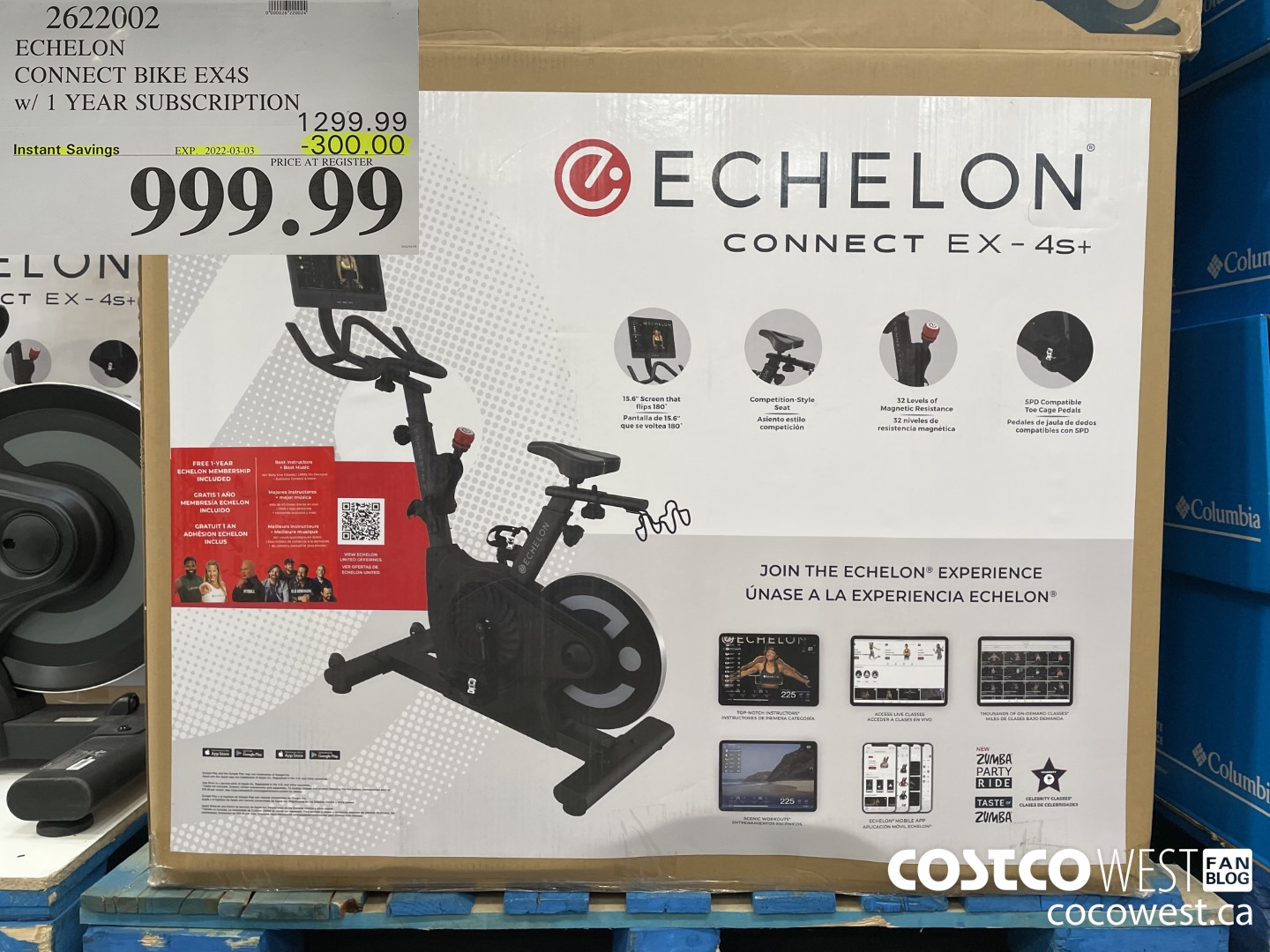 2622002 ECHELON CONNECT BIKE EX4S w/ 1 YEAR SUBSCRIPTION ($300.00 INSTANT SAVINGS EXPIRES ON 2022-03-03) $999.99