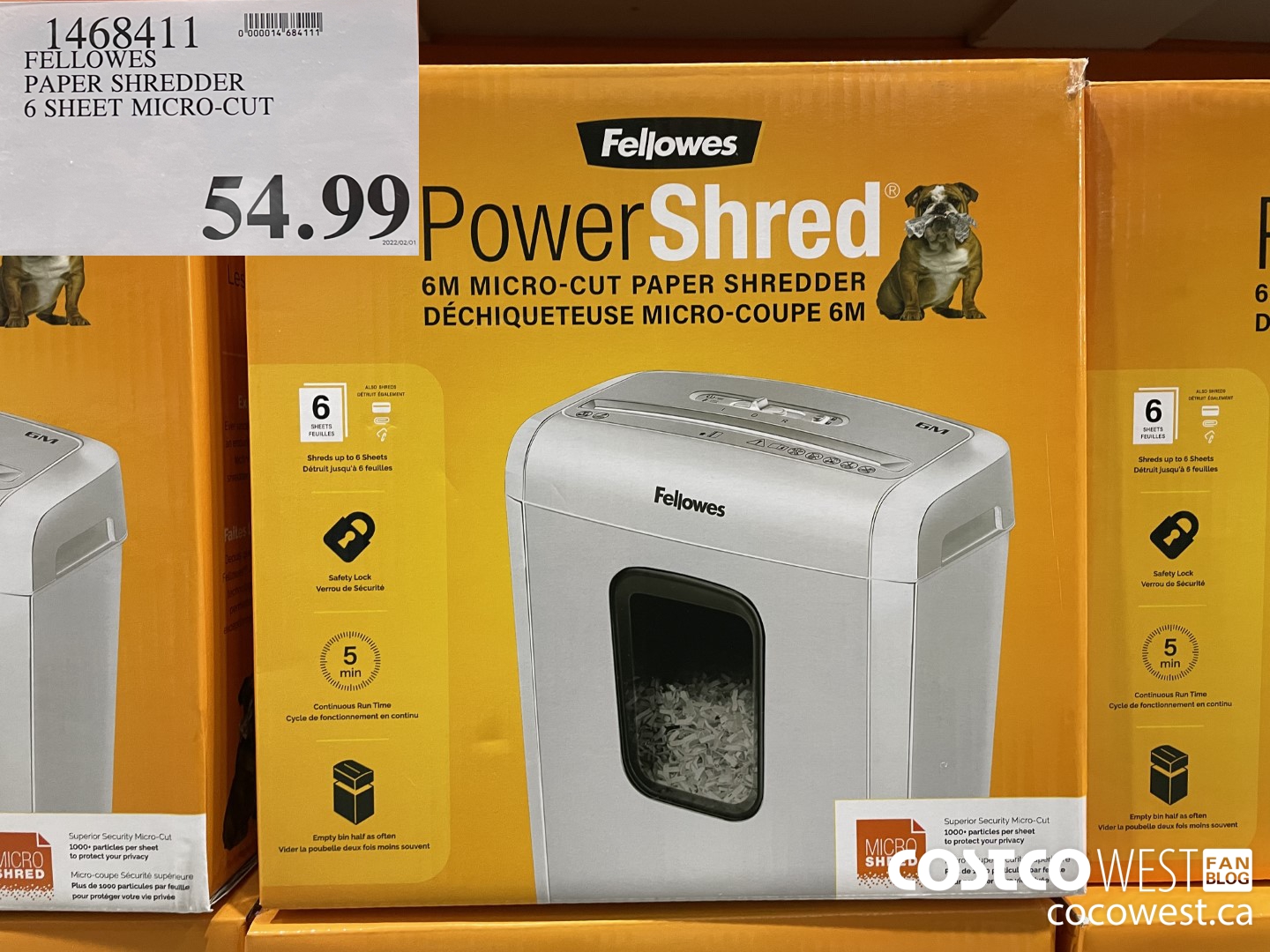 1468411 FELLOWES PAPER SHREDDER 6 SHEET MICRO-CUT  $54.99