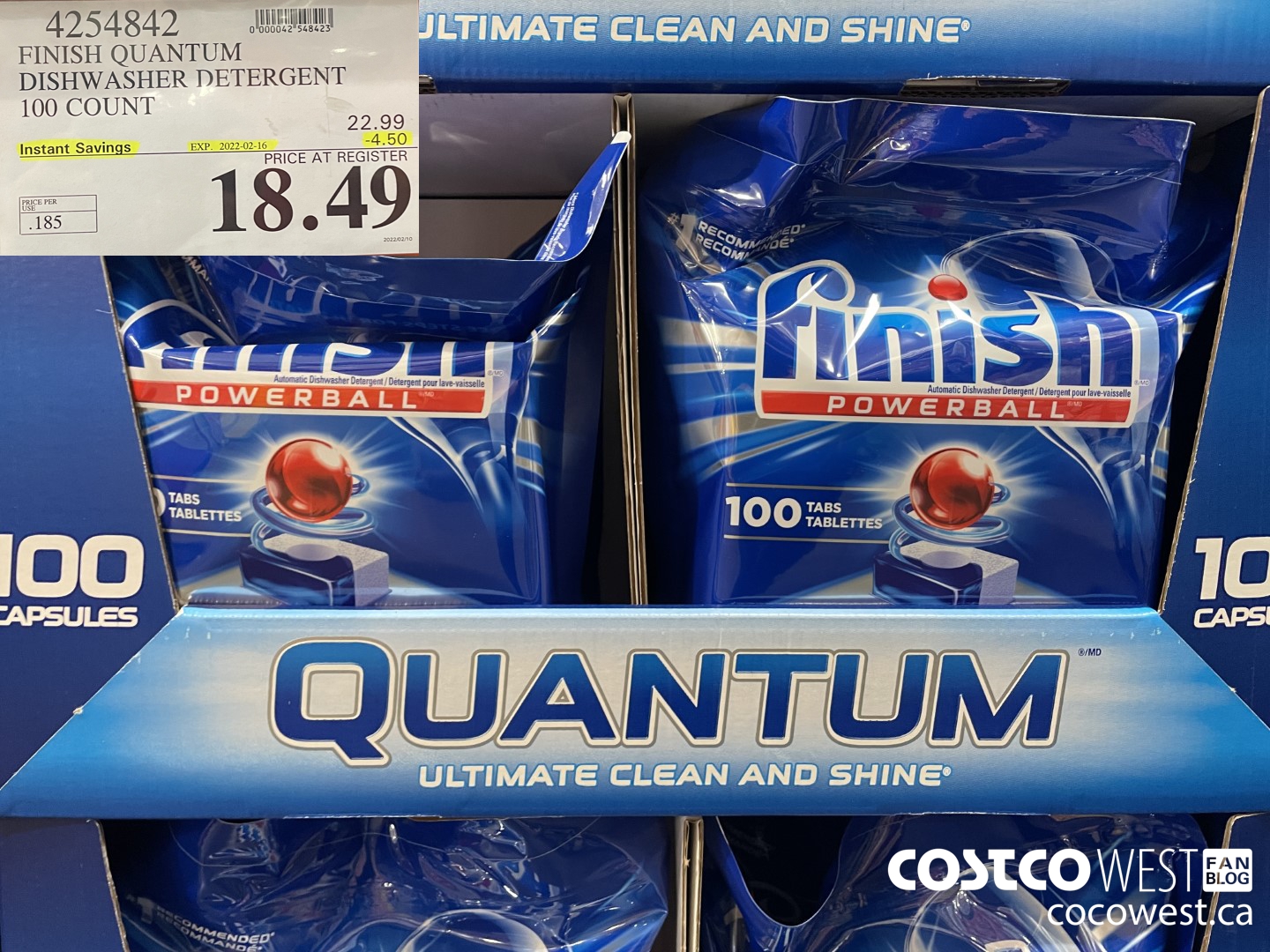 4254842 FINISH QUANTUM DISHWASHER DETERGENT ($4.50 INSTANT SAVINGS EXPIRES ON 2022-02-16) $18.49