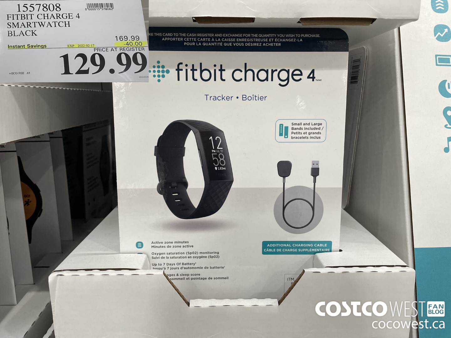 1557808 FITBIT CHARGE 4 SMARTWATCH BLACK ($40.00 INSTANT SAVINGS EXPIRES ON 2022-01-17) $129.99