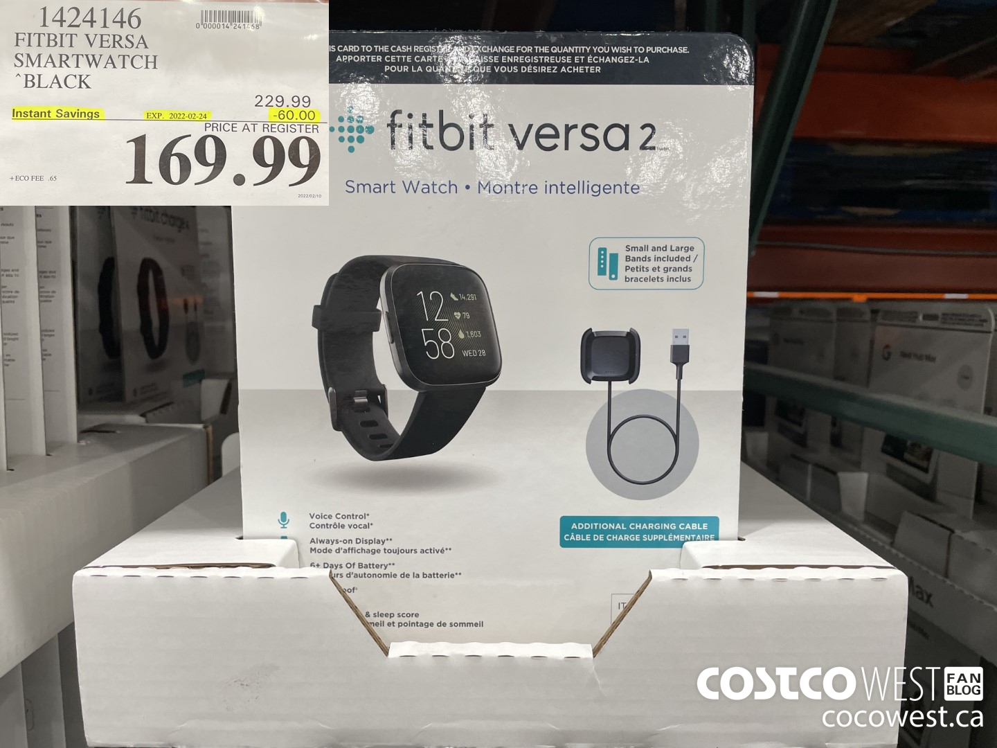 1424146 FITBIT VERSA SMARTWATCH BLACK ($60.00 INSTANT SAVINGS EXPIRES ON 2022-02-24) $169.99