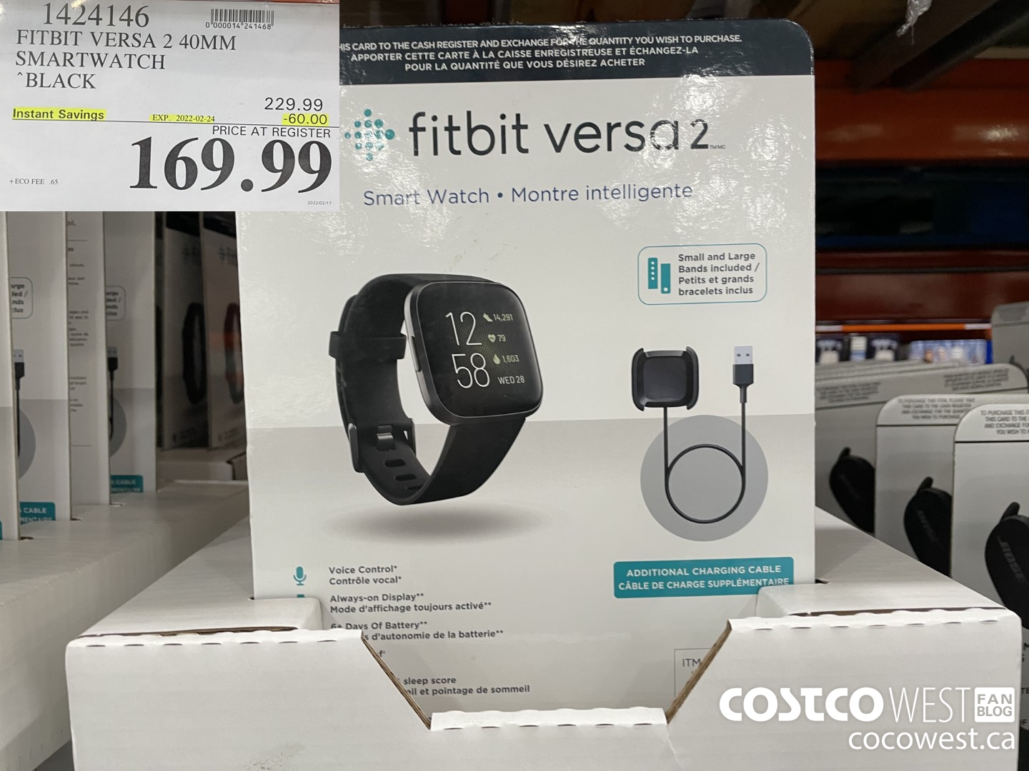 1424146 FITBIT VERSA SMARTWATCH BLACK ($60.00 INSTANT SAVINGS EXPIRES ON 2022-02-24) $169.99