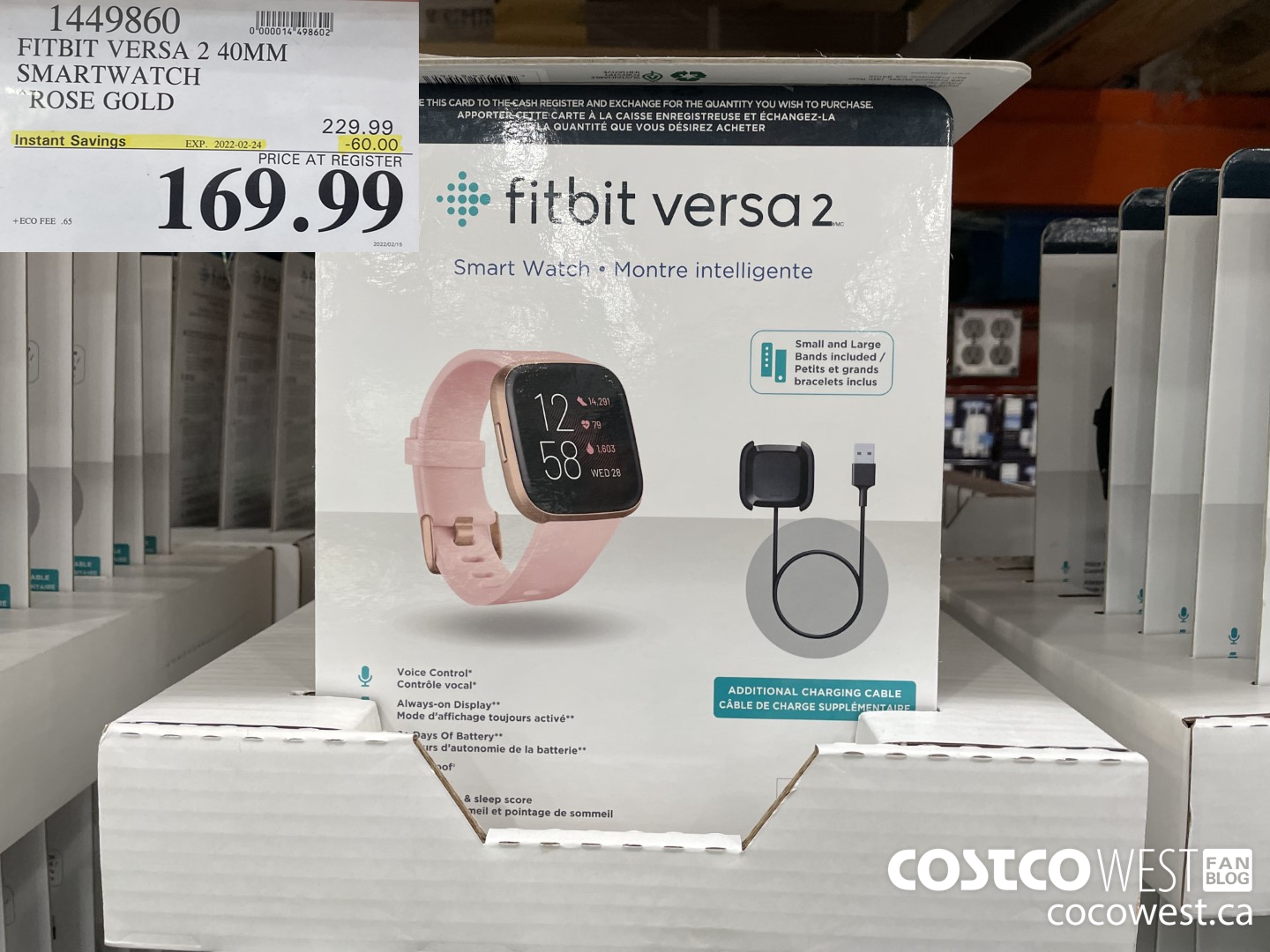 1449860 FITBIT VERSA SMARTWATCH ROSE GOLD ($60.00 INSTANT SAVINGS EXPIRES ON 2022-02-24) $169.99