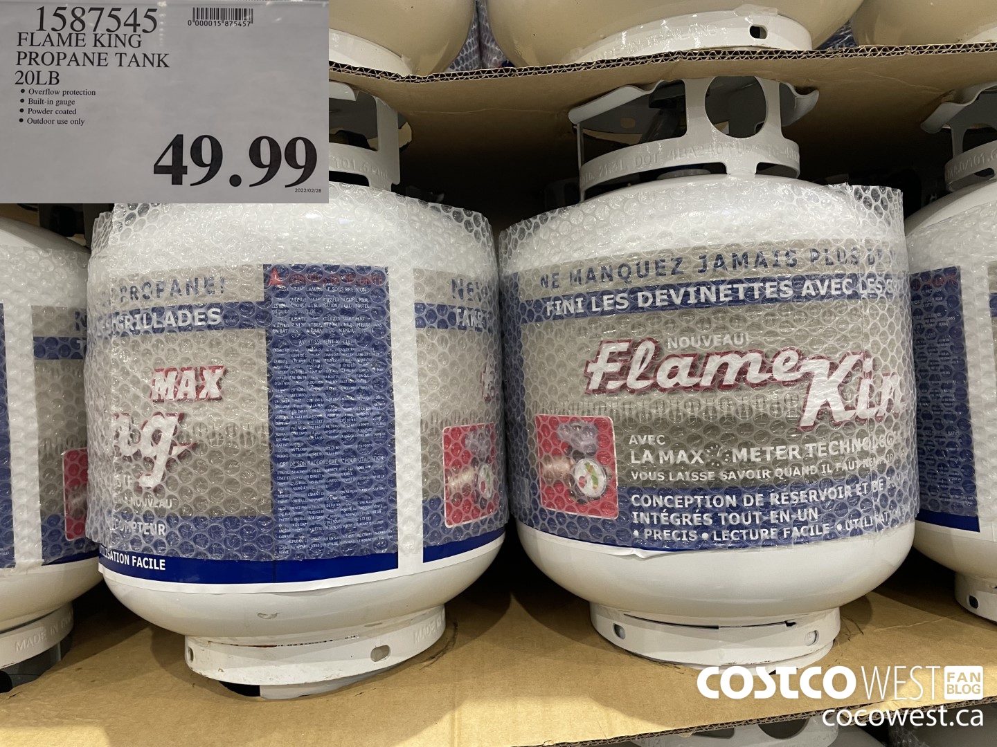 1587545 FLAME KING PROPANE TANK 20LB $49.99