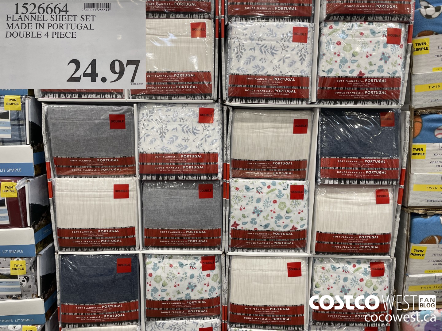 1526664 FLANNEL SHEET SET MADE IN PORTUGAL DOUBLE 4 PIECE $24.97