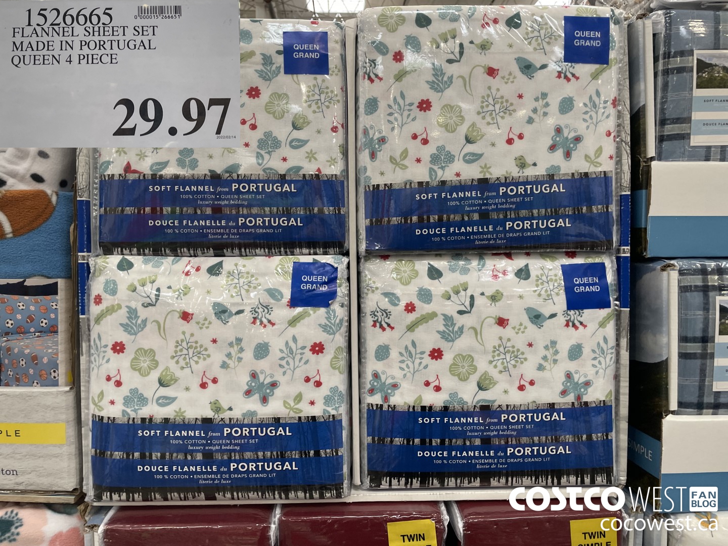 1526665 FLANNEL SHEET SET MADE IN PORTUGAL QUEEN 4 PIECE  $29.97