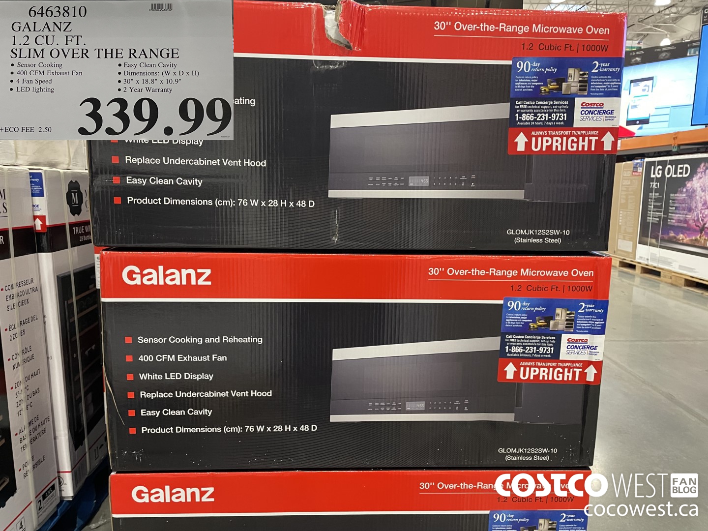 6463810 GALANZ 1.2 CU. FT., SLIM OVER THE RANGE  $339.99