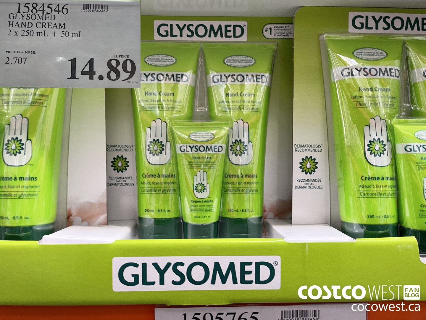 1584546 GLYSOMED HAND CREAM 2 x 250 mL + 50 mL  $14.89