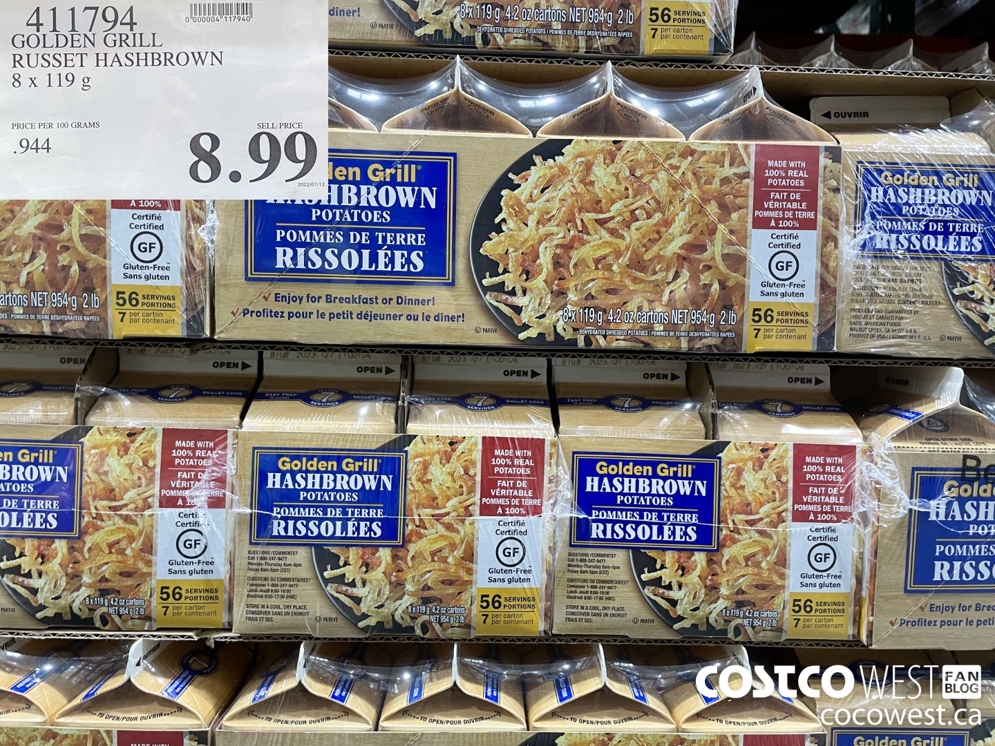 411794 GOLDEN GRILL RUSSET HASHBROWN 8 x 119g $8.99