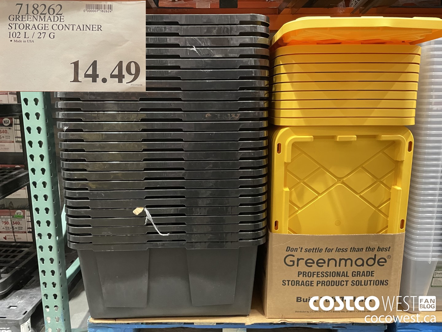 718262 GREENMADE STORAGE CONTAINER 102 L / 27G  $14.49