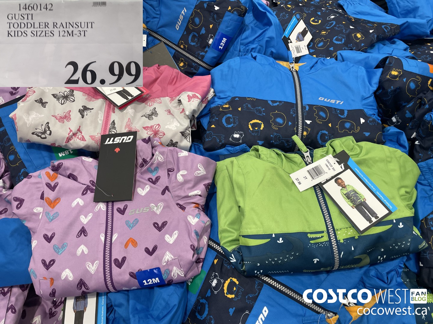 1460142 GUSTI TODDLER RAINSUIT KIDS SIZES 12M-3T $26.99