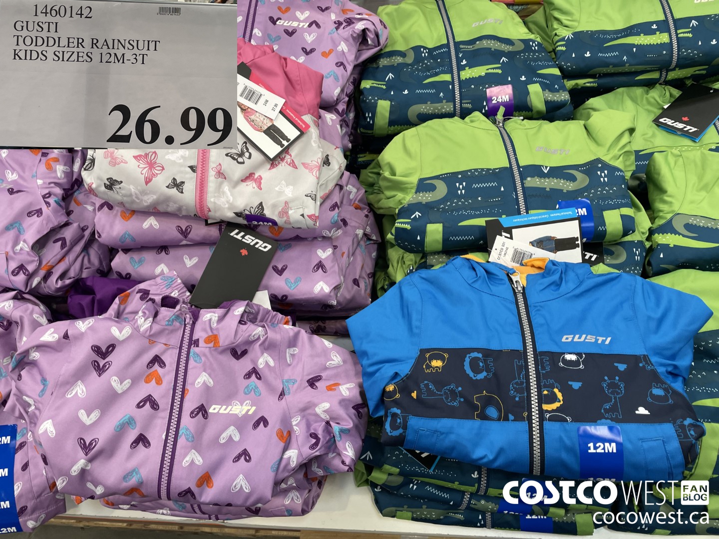 1460142 GUSTI TODDLER RAINSUIT KIDS SIZES 12M-3T $26.99