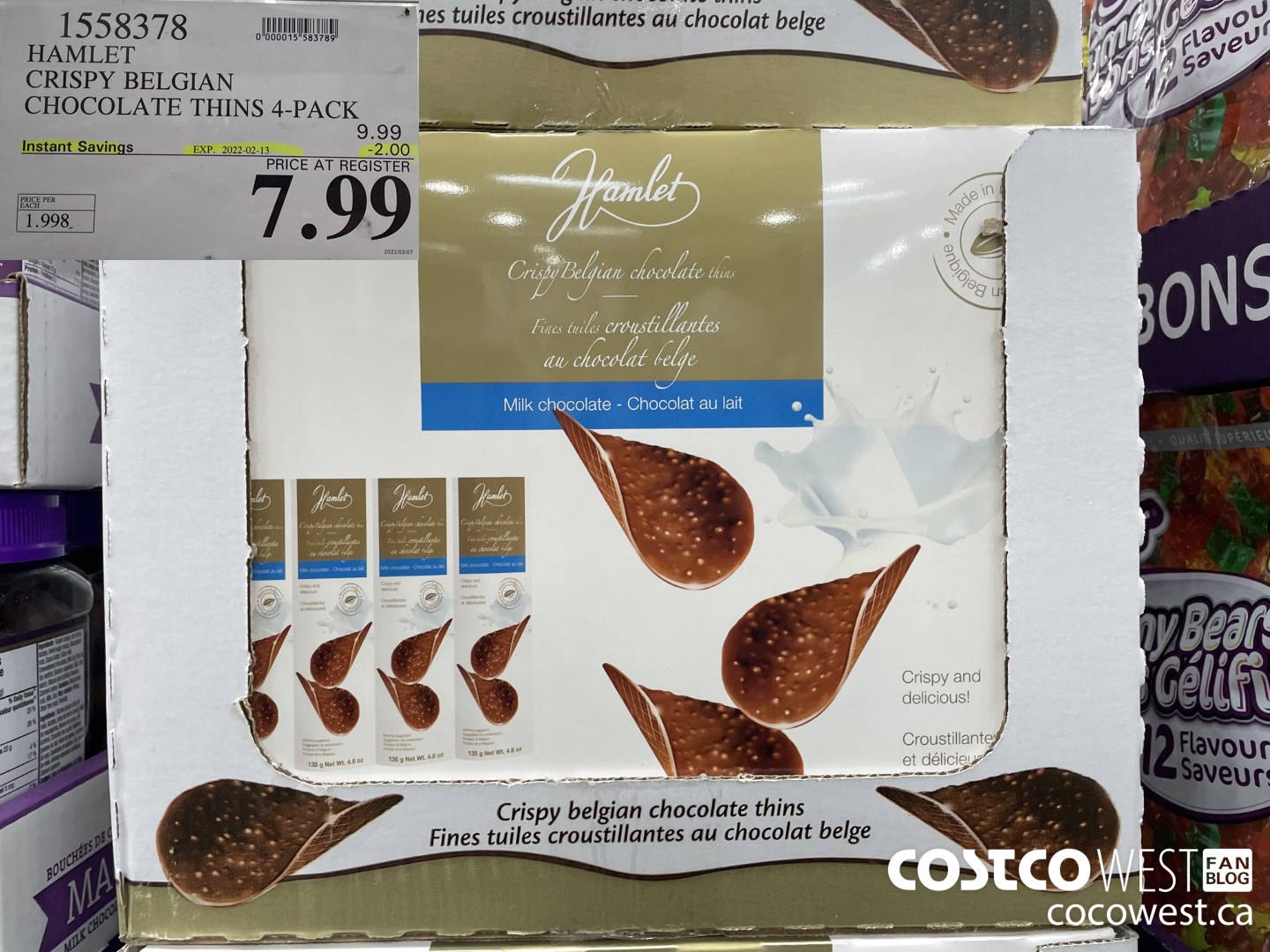 1558378 HAMLET CRISPY BELGIAN CHOCOLATE THINS 4-PACK ($2.00 INSTANT SAVINGS EXPIRES ON 2022-02-13) $7.99