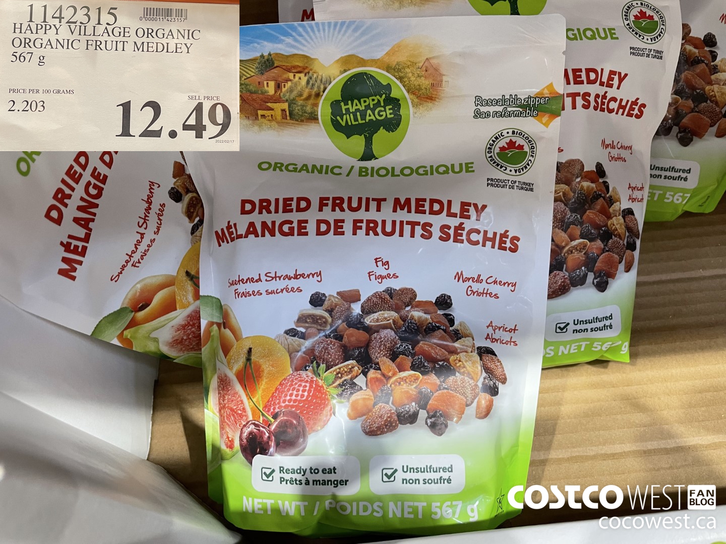 1142315 HAPPY VILLAGE ORGANIC FRUIT MEDLEY 567G $12.49