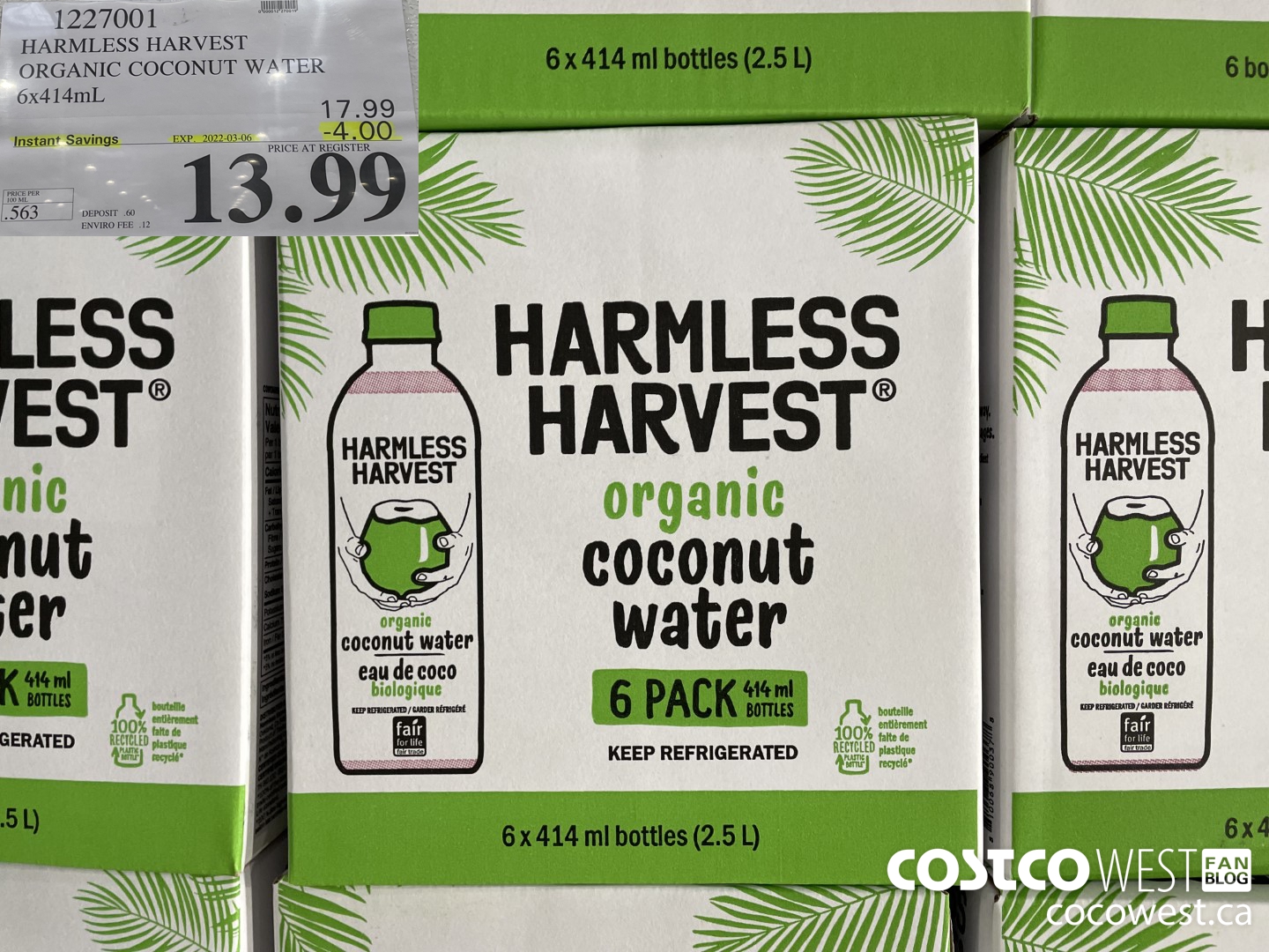 1227001 HARMLESS HARVEST ORGANTIG COCONUT WATER 6/14 OZ  ($4.00 INSTANT SAVINGS EXPIRES ON 2022-03-06) $13.99