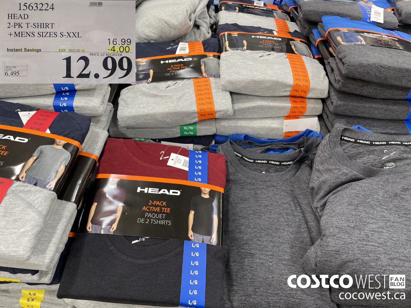 1563224 HEAD 2-PK T-SHIRT MENS SIZES S-XXL ($4.00 INSTANT SAVINGS EXPIRES ON 2022-02-13) $12.99