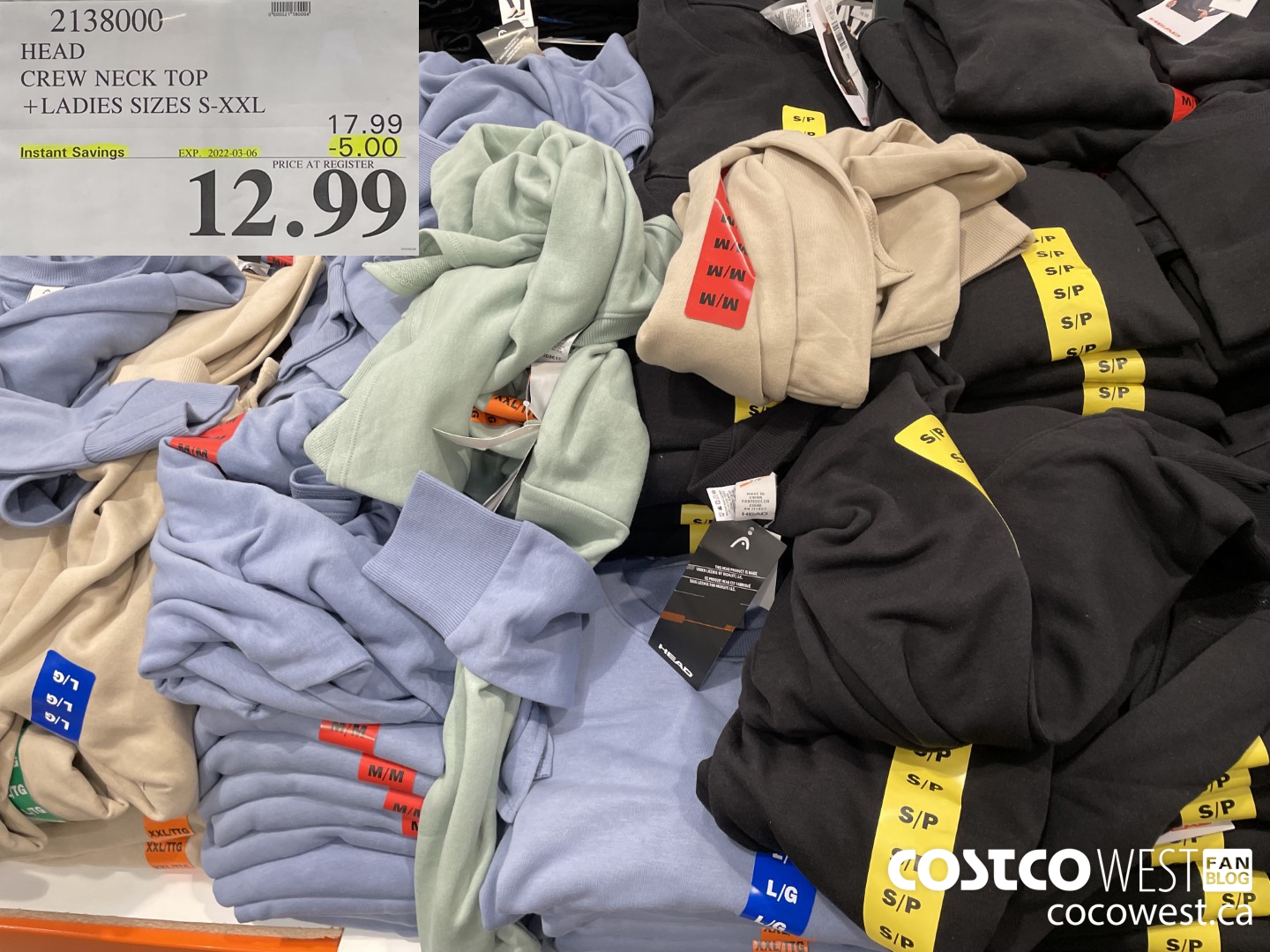 2138000 HEAD CREW NECK TOP LADIES SIZES S-XXL ($5.00 INSTANT SAVINGS EXPIRES ON 2022-03-06) $12.99