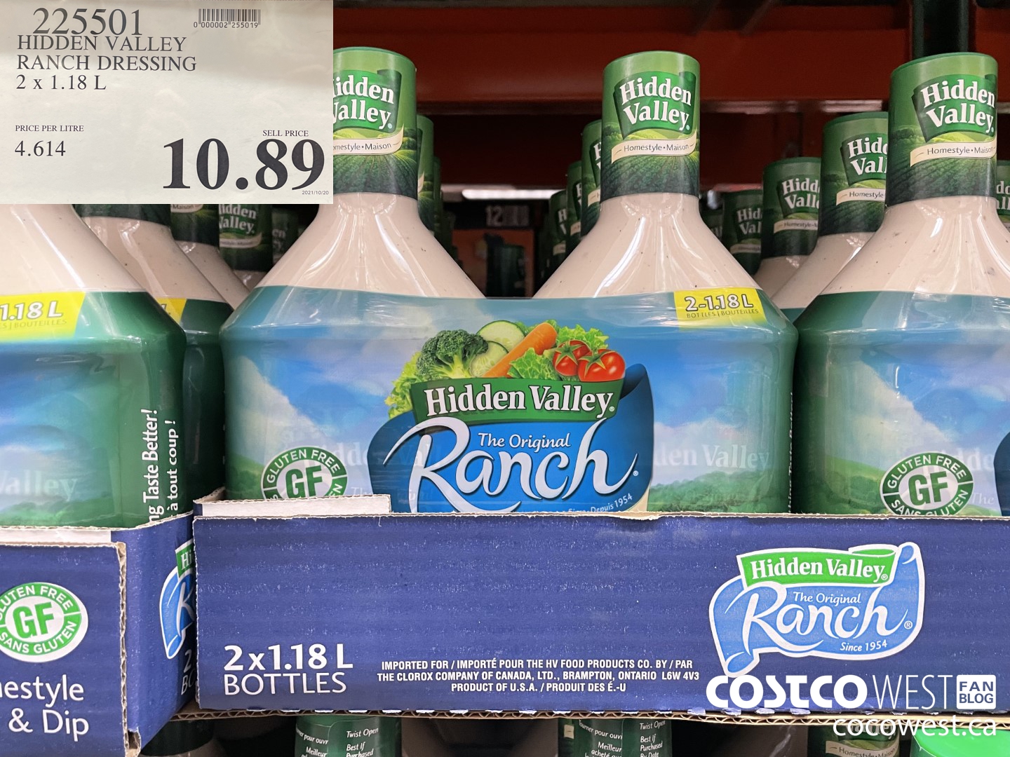 225501 HIDDEN VALLEY RANCH DRESSING 2 x 1.18 L $10.89