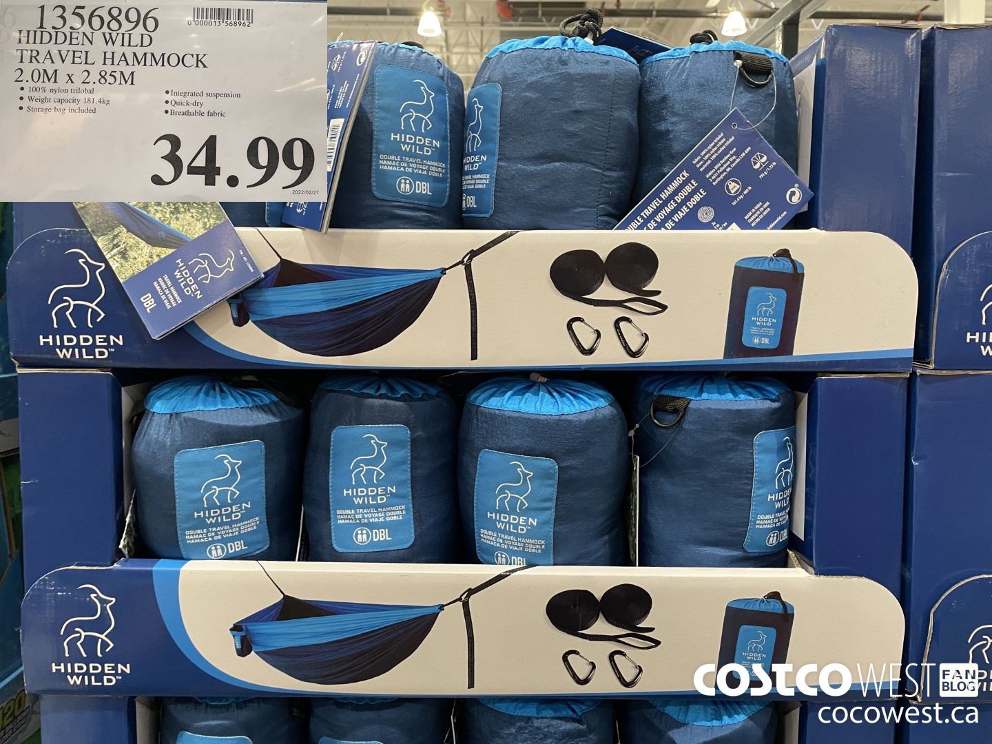 1356896 HIDDEN WILD TRAVEL HAMMOCK 2.0M x 2.85M $34.99