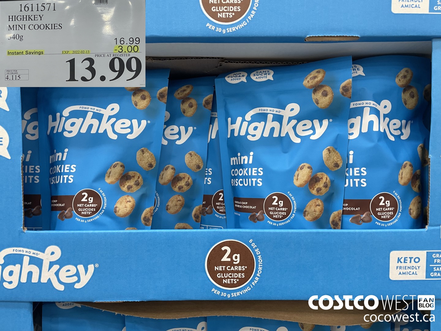 1611571 HIGHKEY MINI COOKIES 340g ($3.00 INSTANT SAVINGS EXPIRES ON 2022-02-13) $13.99