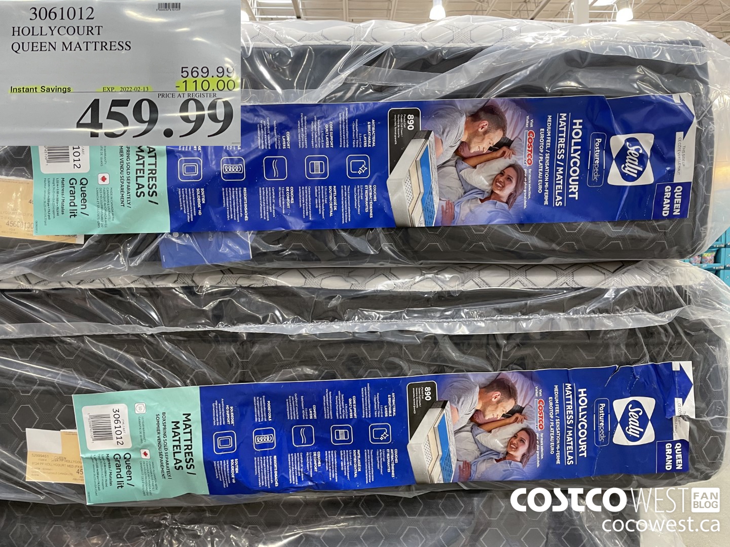 3061012 HOLLYCOURT QUEEN MATTRESS ($110.00 INSTANT SAVINGS EXPIRES ON 2022-02-13) $459.99