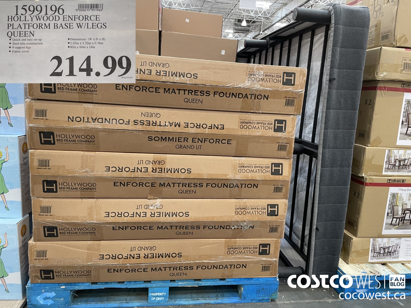 1599196 HOLLYWOOD ENFORCE PLATFORM BASE W/LEGS QUEEN $214.99