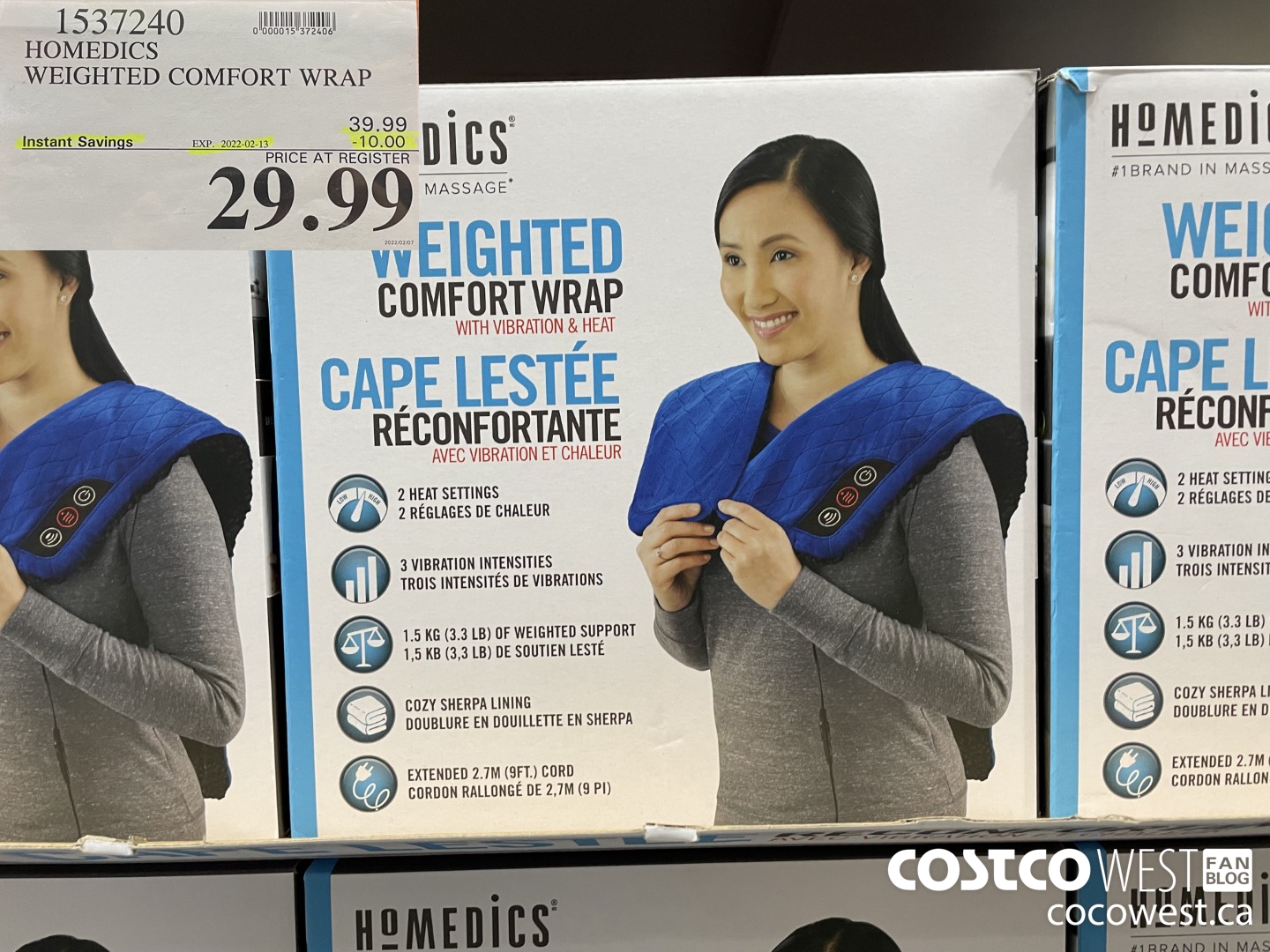 1537240 HOMEDICS WEIGHTED COMFORT WRAP  ($10.00 INSTANT SAVINGS EXPIRES ON 2022-02-13) $29.99