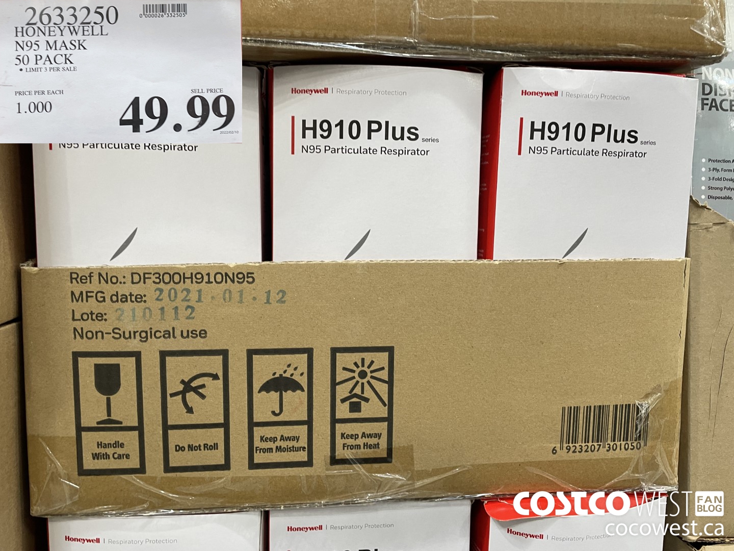 2633250 HONEYWELL N95 MASK 50PK $49.99