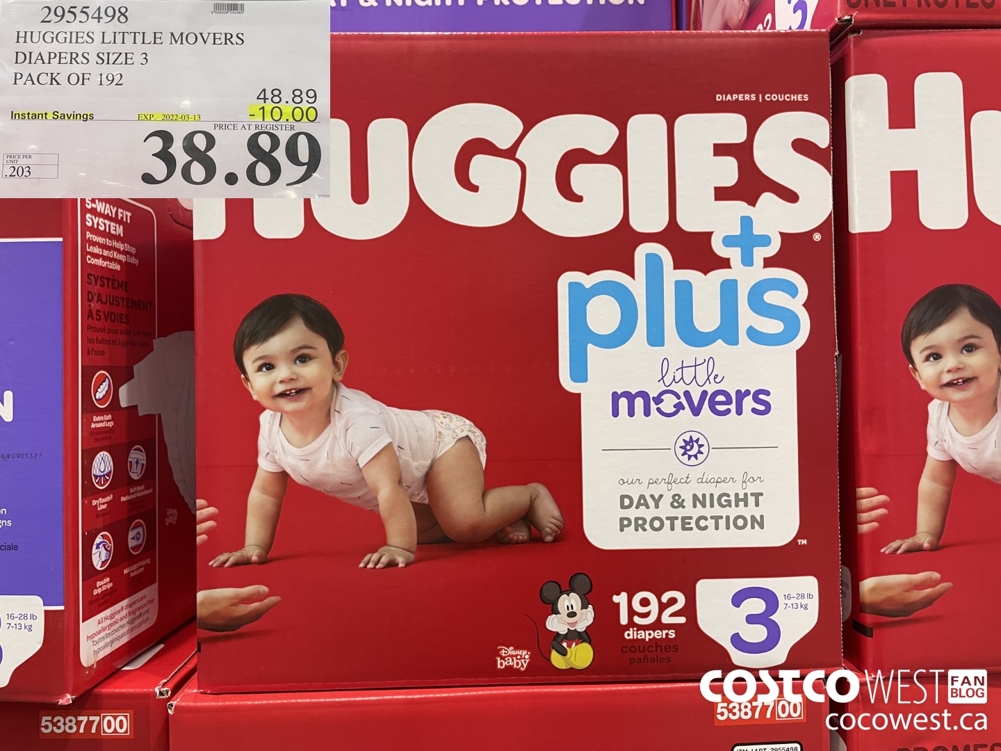 2955498 HUGGIES LITTLE MOVERS DIAPERS SIZE 3 PACK OF 192 ($10.00 INSTANT SAVINGS EXPIRES ON 2022-03-13) $38.89