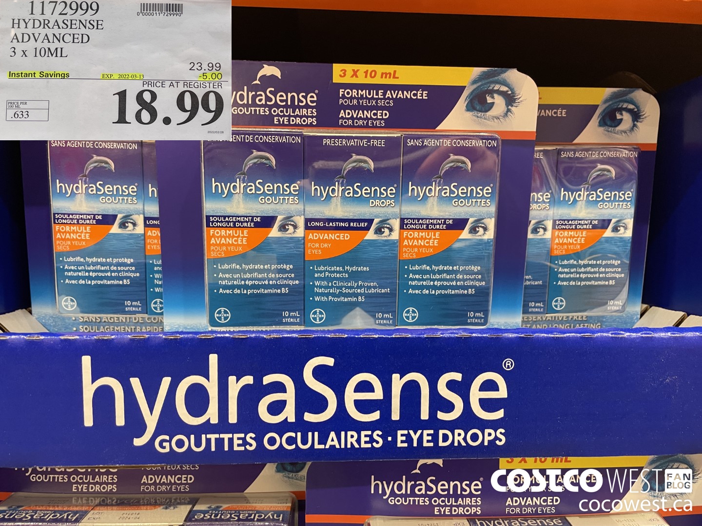 1172999 HYDRASENSE ADVANCED 3 x 10ML ($5.00 INSTANT SAVINGS EXPIRES ON 2022-03-13) $18.99